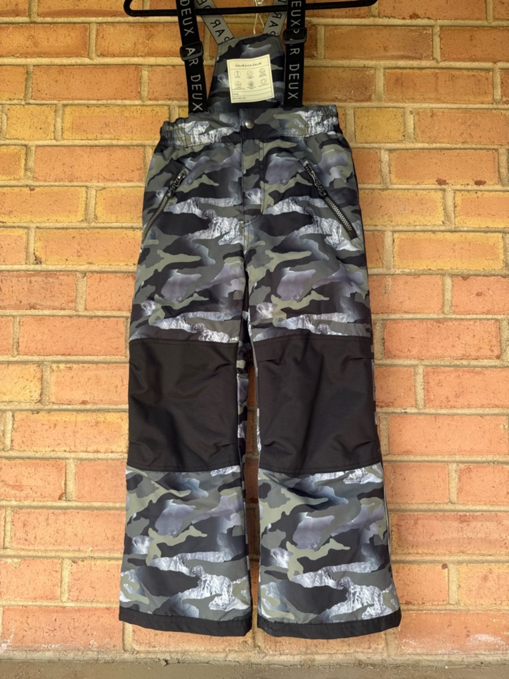 Boys' Camo Winter Jacket with Faux Fur Hood and Yellow Accents - Picture 3 of 6